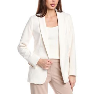 Anne Klein Womens Shall Collar Open Jacket, White